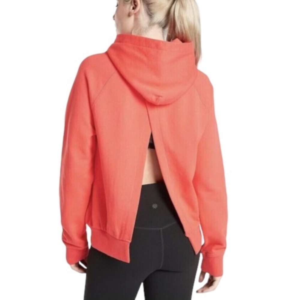 Athleta Moonrise Hoodie Vibrant Orange‎ Open Back Cotton XXS